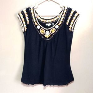 Parabeau silk cotton gorgeous embroidery top, sz M
